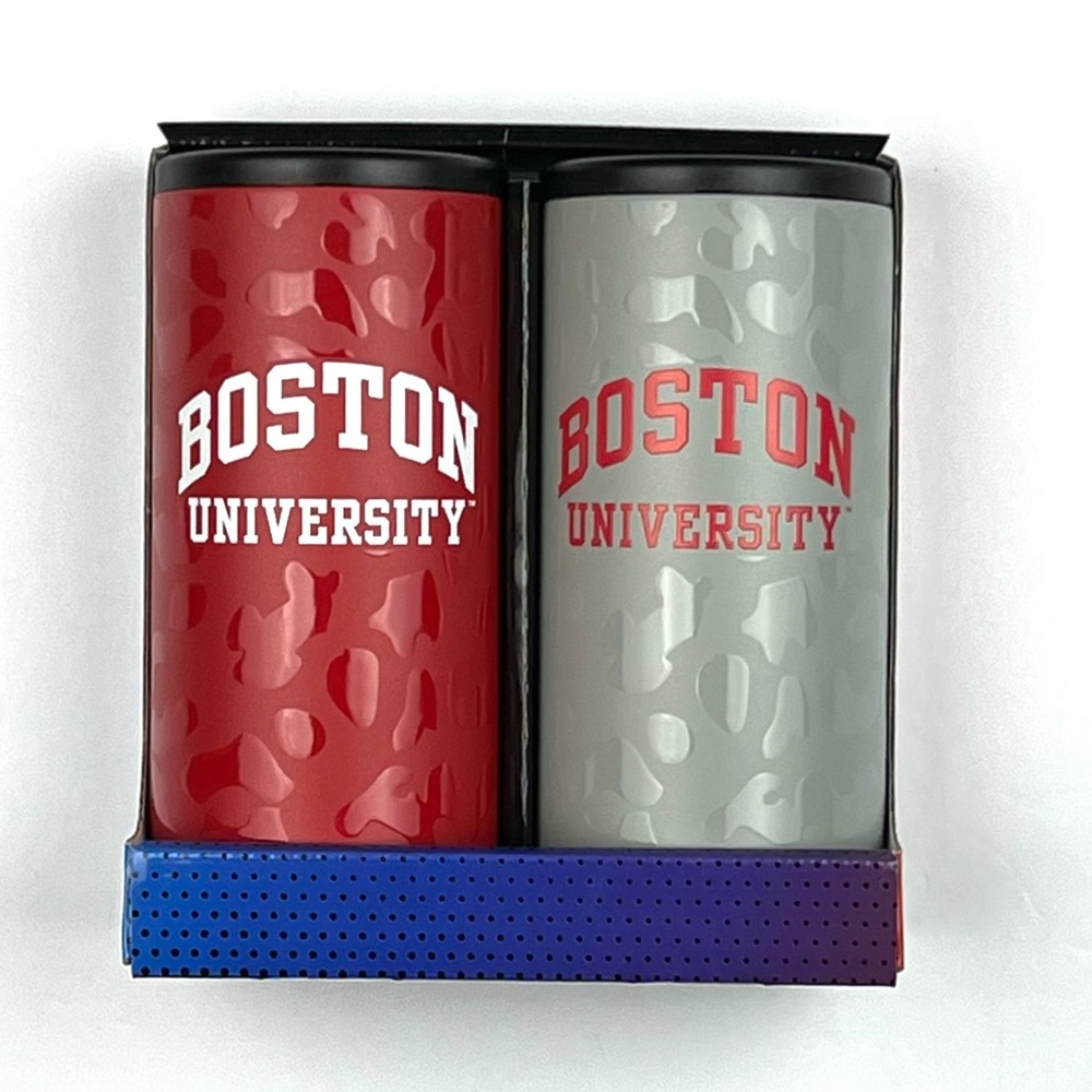 Boston University 2-Pack Slim Can Coolie  Red Silver